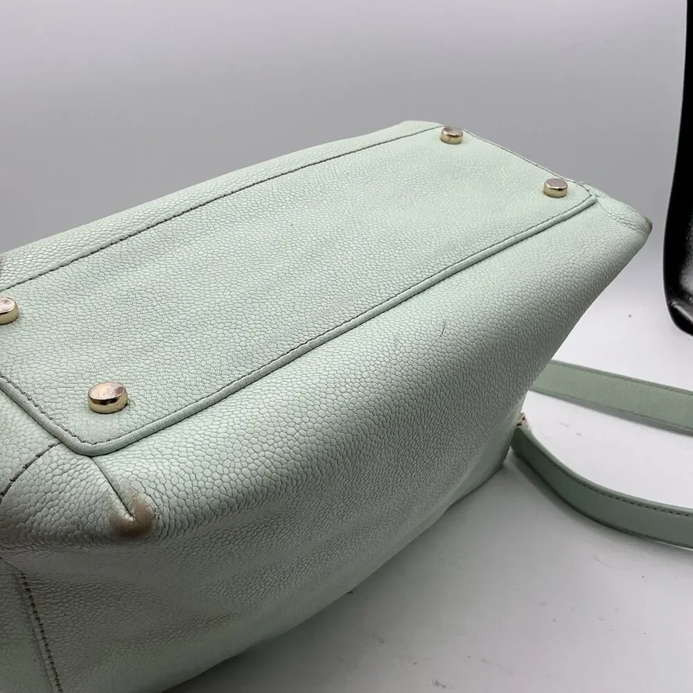 Kate Spade Mint Green Pebbled Leather Shoulder Crossbody Bag Chain Strap